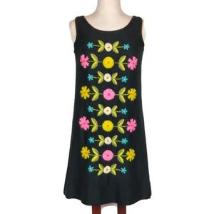 Vintage Crewel Embroidered Sheath Dress EUC